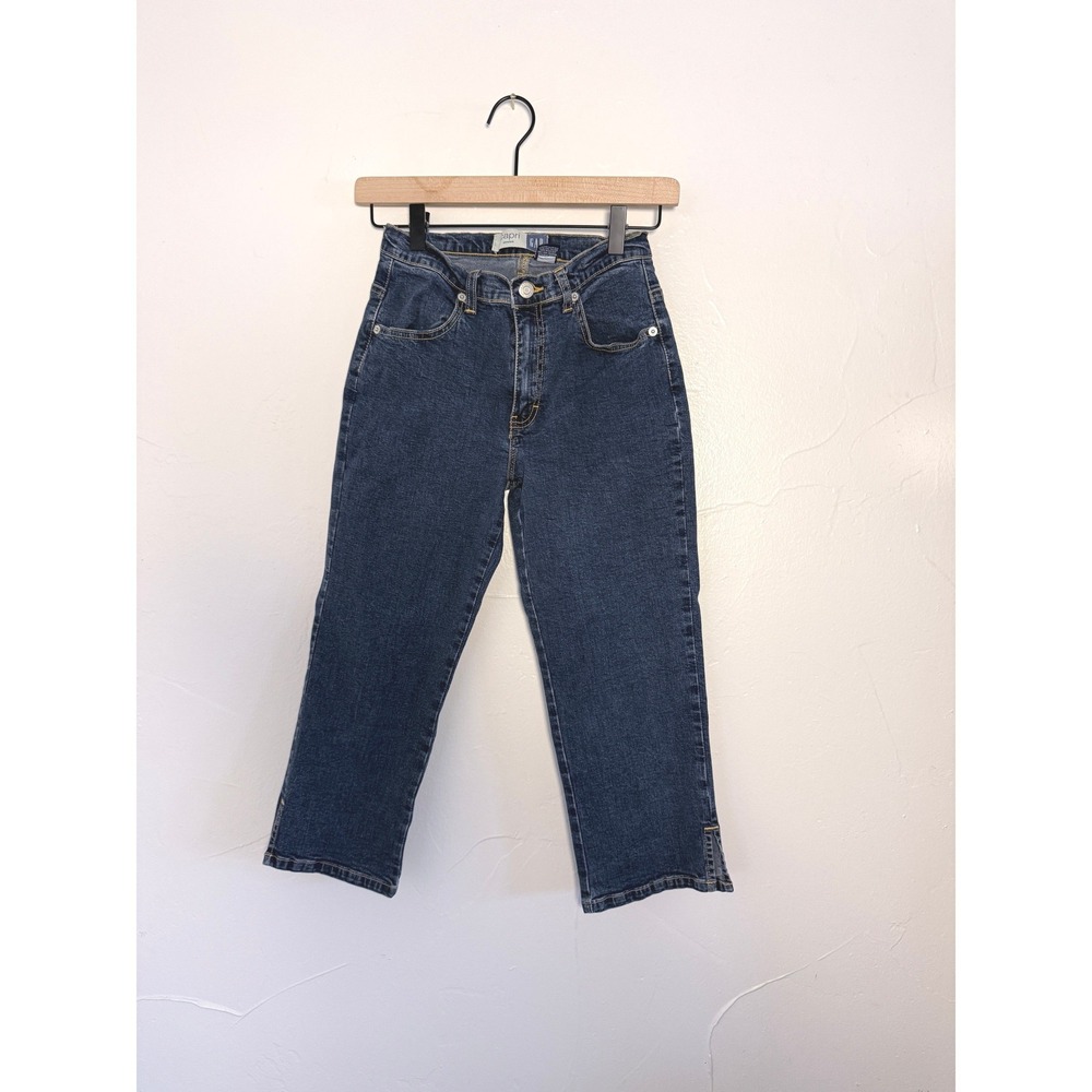 Gap Kids Girls 14 Slim Capri Stretch Jeans Dark Wash Cropped Side Slit